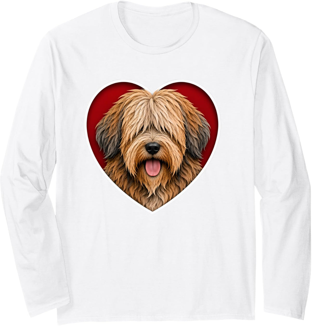 Catalan Sheepdog Heart Long Sleeve T-Shirt - Adult Unisex White