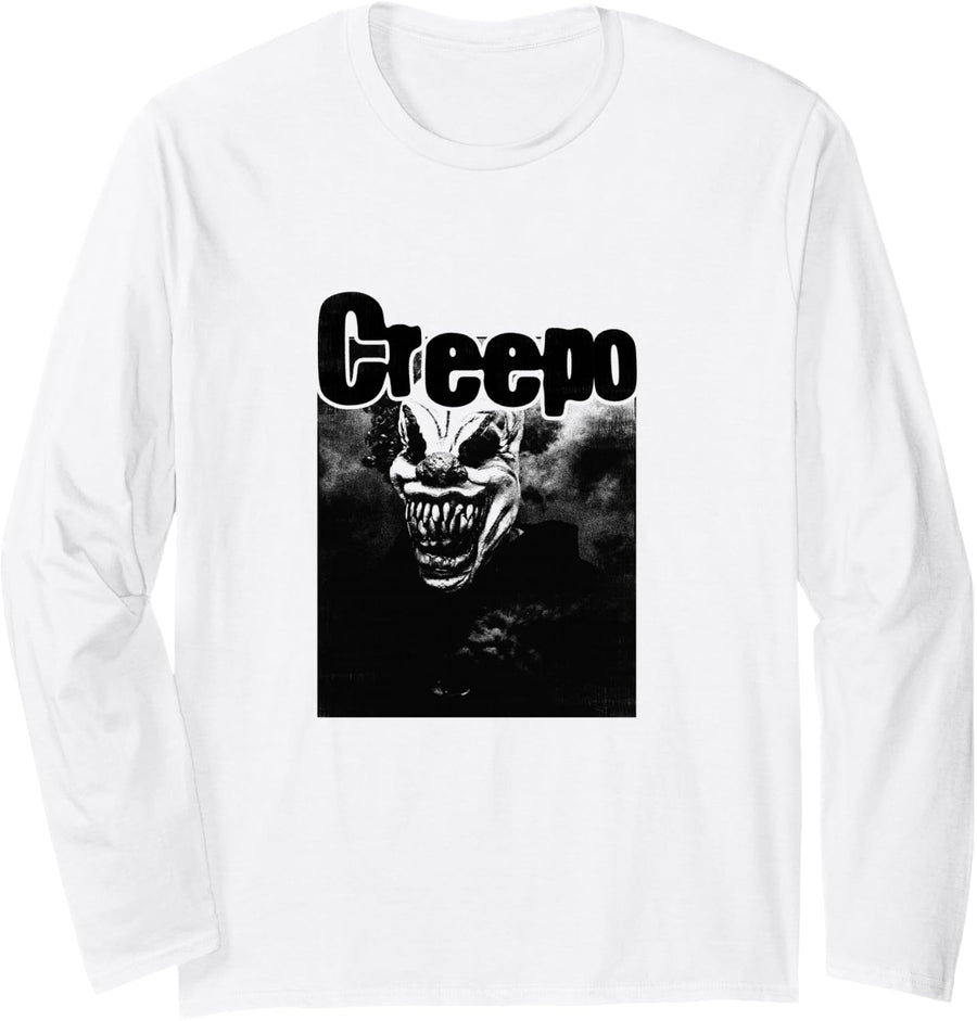Alternative Clothes Aesthetic Goth Women - Creepo Horror Long Sleeve T-Shirt - Adult Unisex White