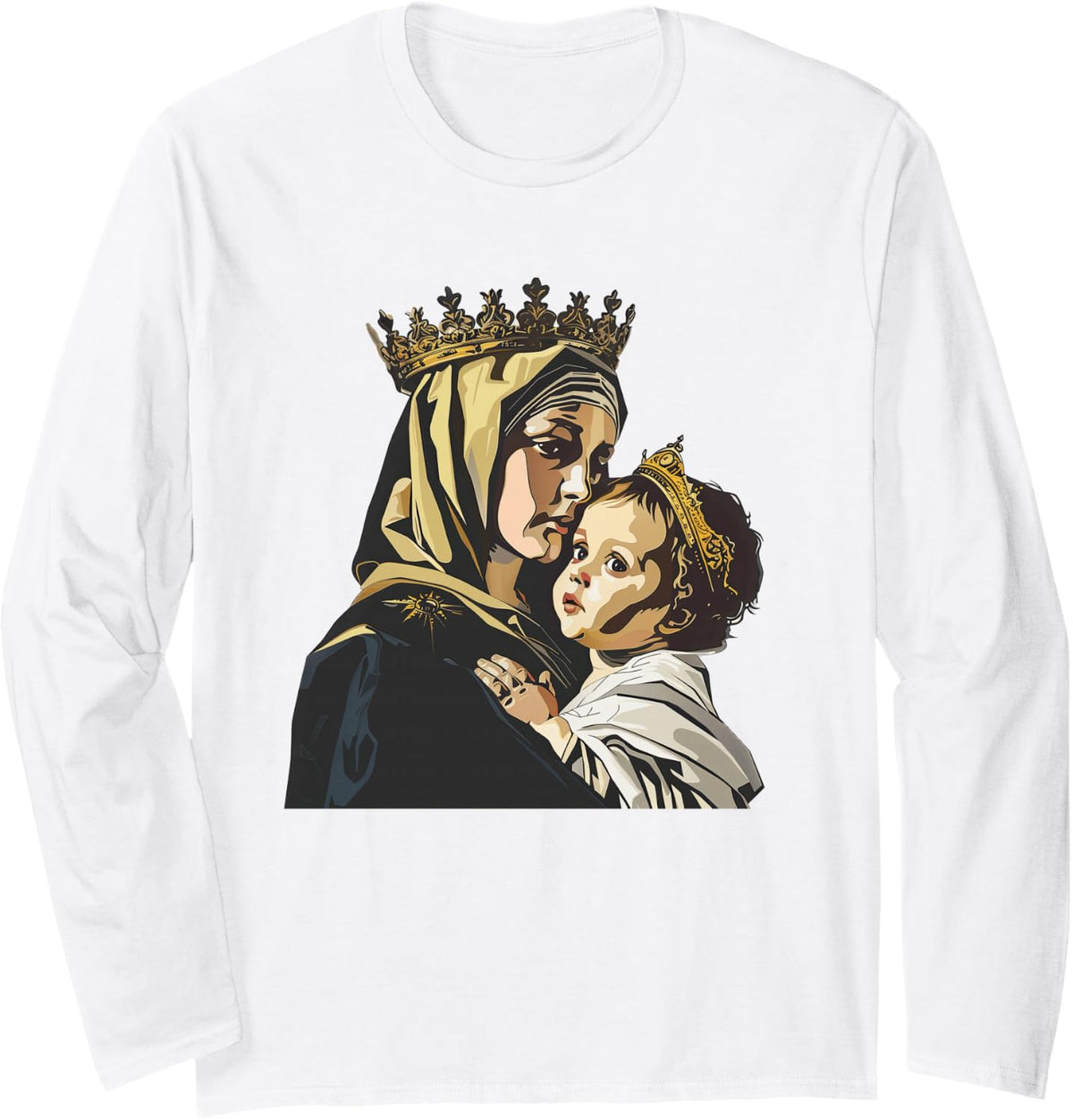 Our Lady Of Mount Carmel Pop Art Long Sleeve T-Shirt - Adult Unisex White