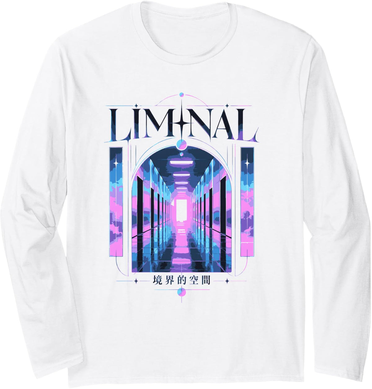 Liminal Aesthetic Vaporwave Japanese Kawaii Pastel Goth Long Sleeve T-Shirt - Adult Unisex White