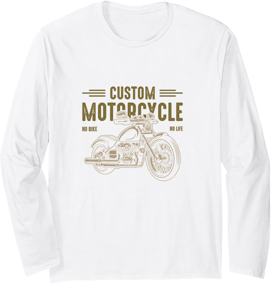 Motorcycle Custom Bike Long Sleeve T-Shirt - Adult Unisex White