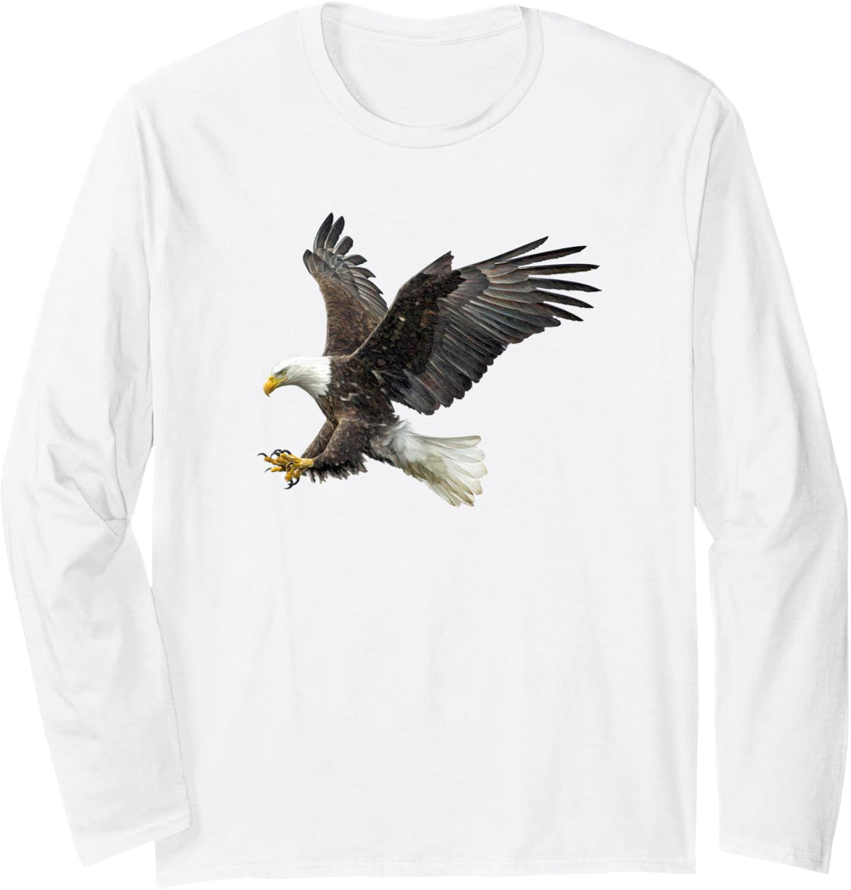 Majestic Flying American Bald Eagle Long Sleeve T-Shirt - Adult Unisex White