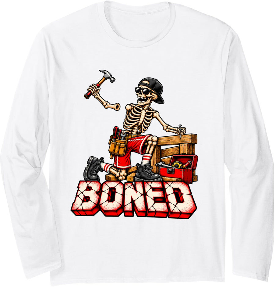 Construction Worker Handyman Carpenter Retro Injury Injured Long Sleeve T-Shirt - Adult Unisex White
