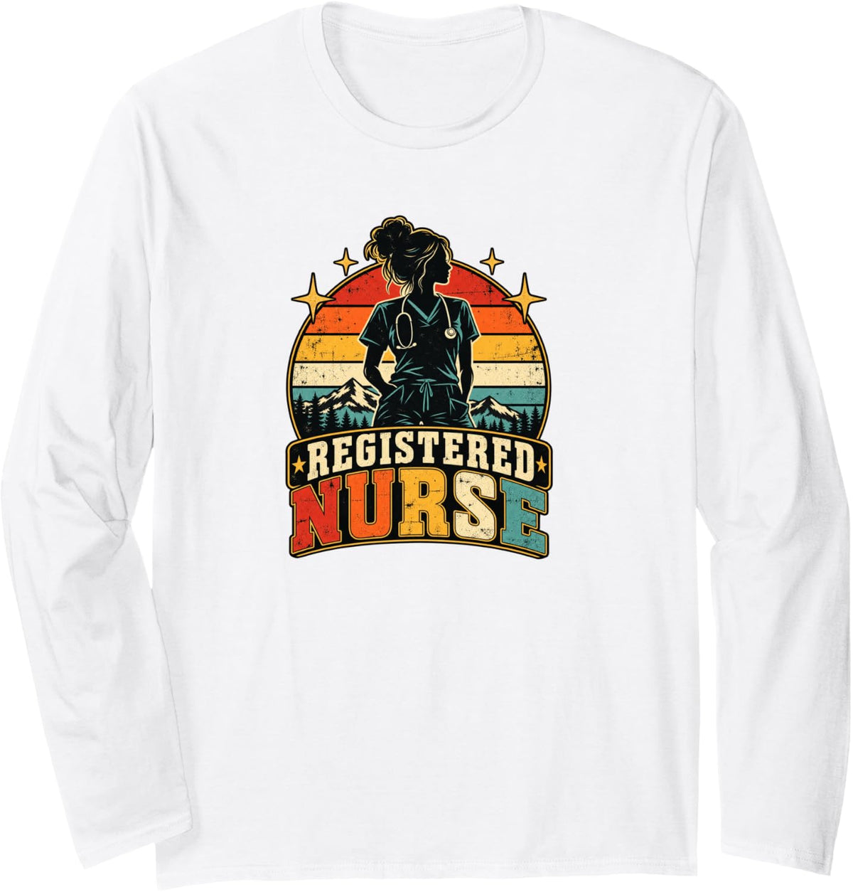 Registered Nurse Retro Vintage Nursing Healthcare Long Sleeve T-Shirt - Adult Unisex White