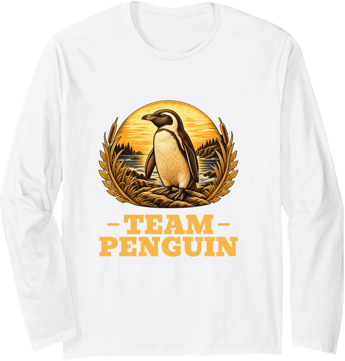 Team Penguin Vintage Bird Retro Animal Lover Long Sleeve T-Shirt - Adult Unisex White