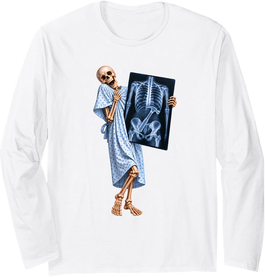 Hammer Carpenter Handyman Construction Builder Radiology Dad Long Sleeve T-Shirt - Adult Unisex White