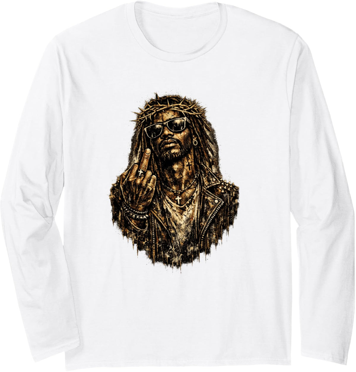 Black Jesus, Christianity, Church, Christ, Jesus Long Sleeve T-Shirt - Adult Unisex White