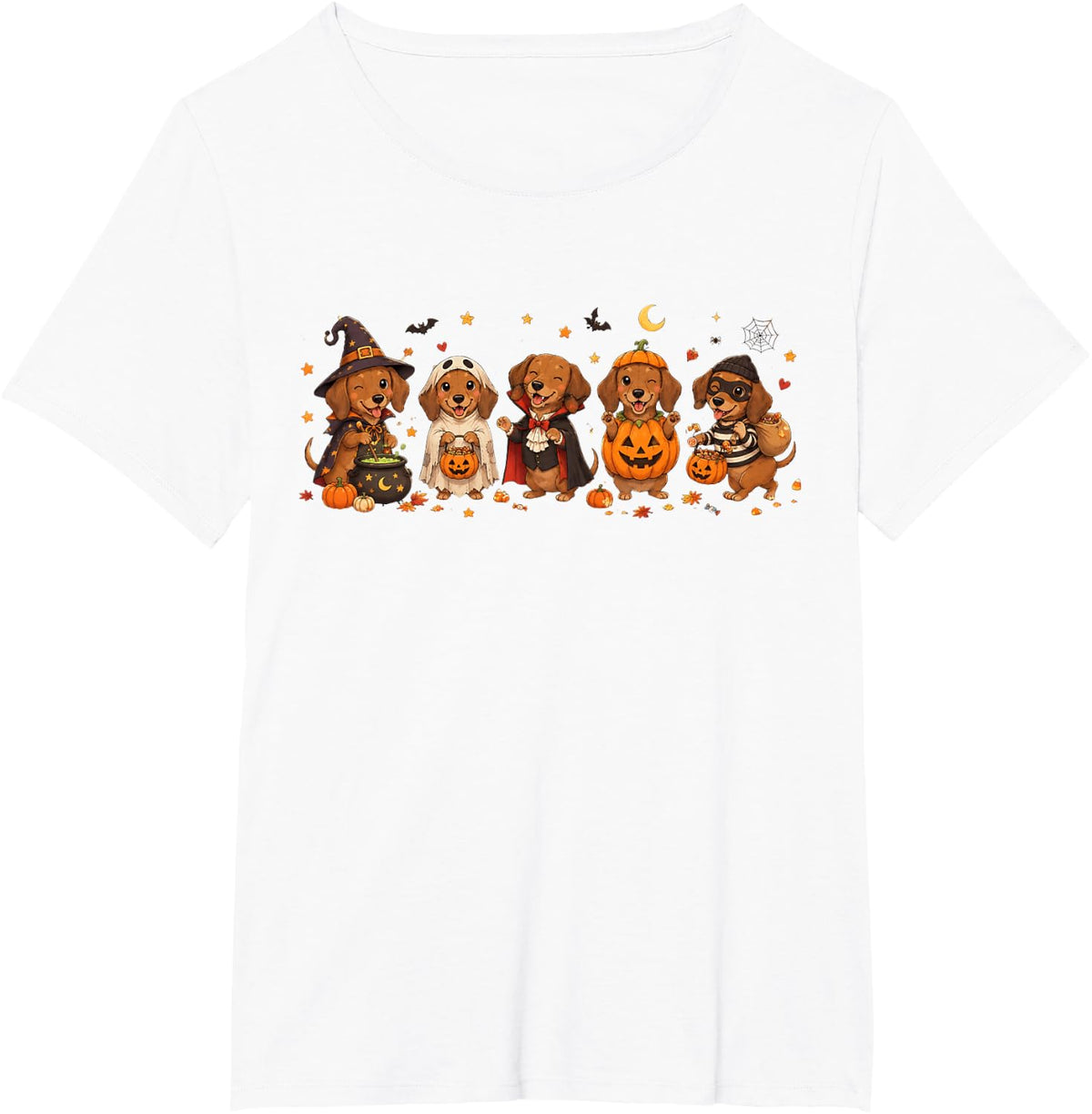 Funny Dachshund Halloween Costume Dogs Spooky Season T-Shirt - White