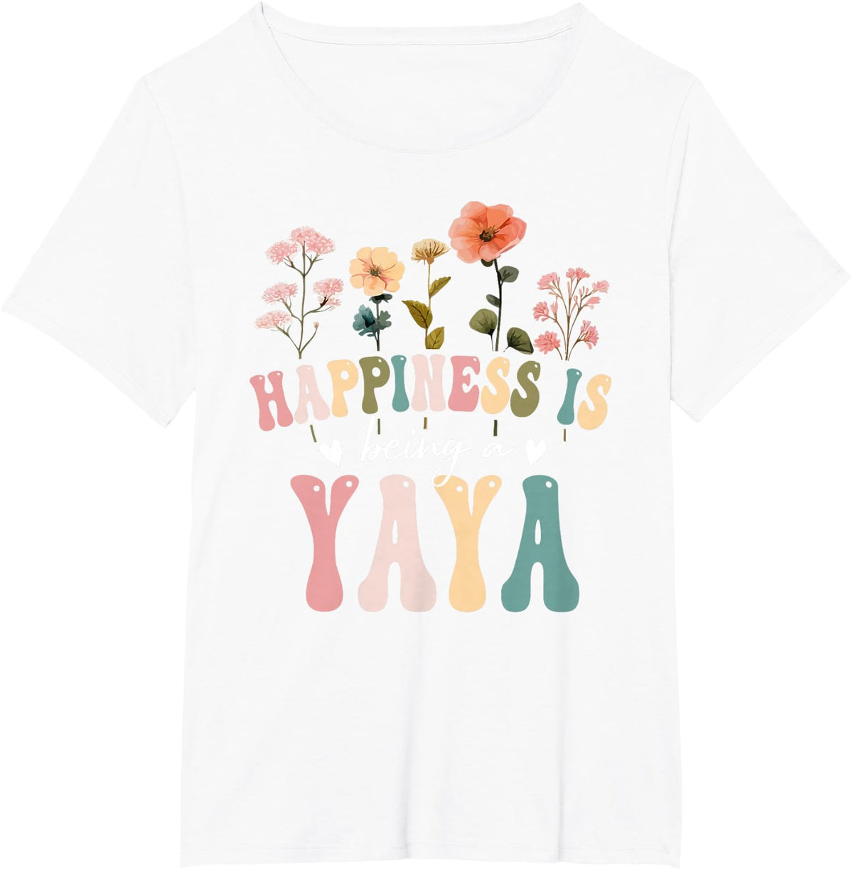 Happiness is Being a Yaya Floral Design Yaya Mother's Day T-Shirt - White