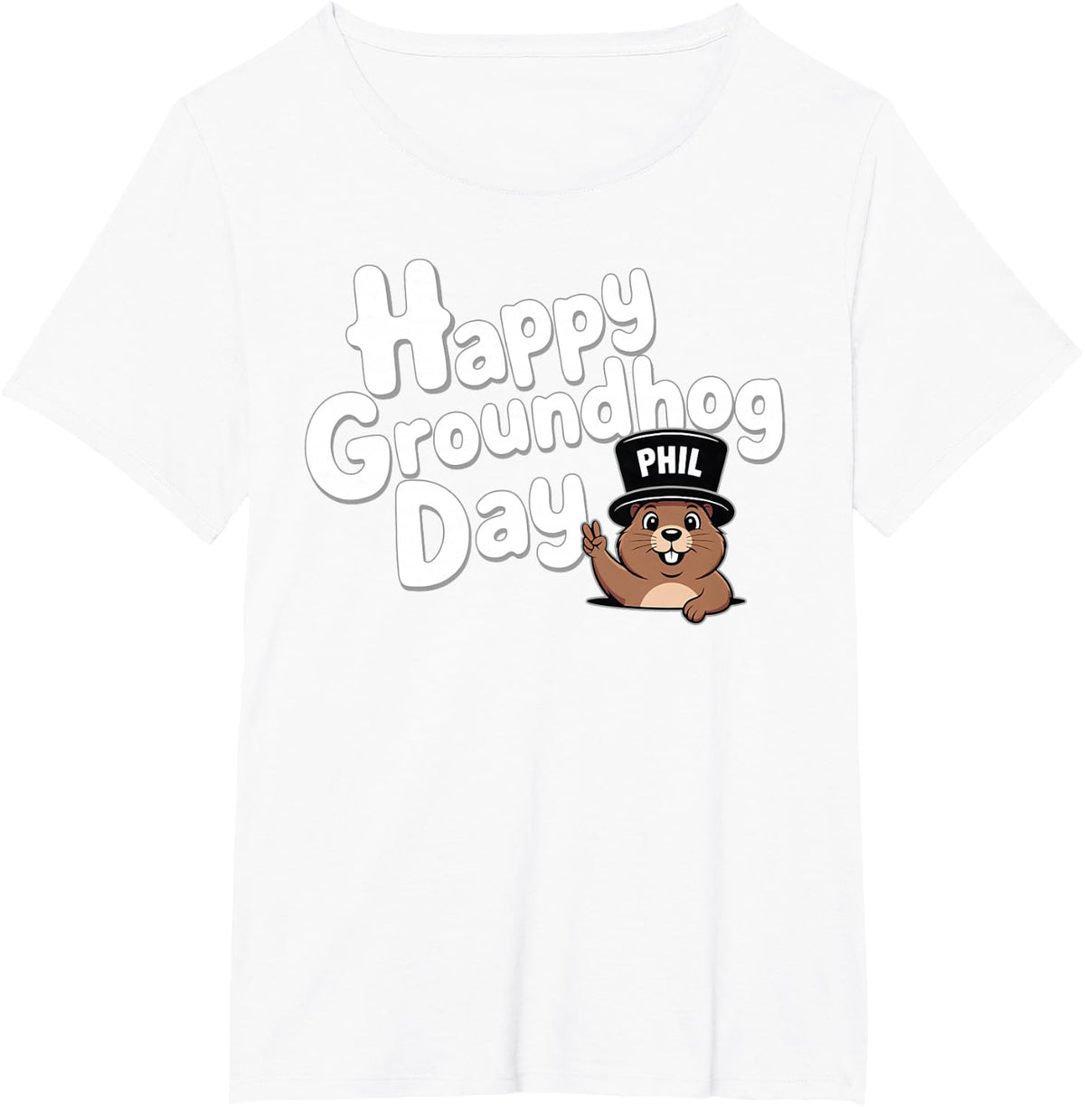 Cute Punxy Phil's Groundhog Day Costume February 2nd Holiday T-Shirt - White