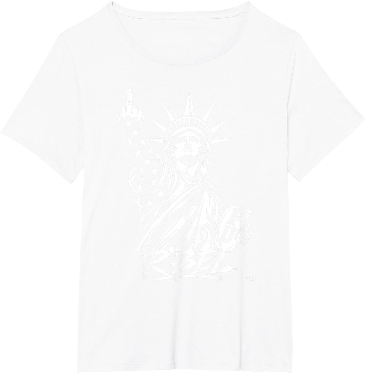 R’BEL Statue of Liberty Middle Finger - White Freedom USA T-Shirt - White