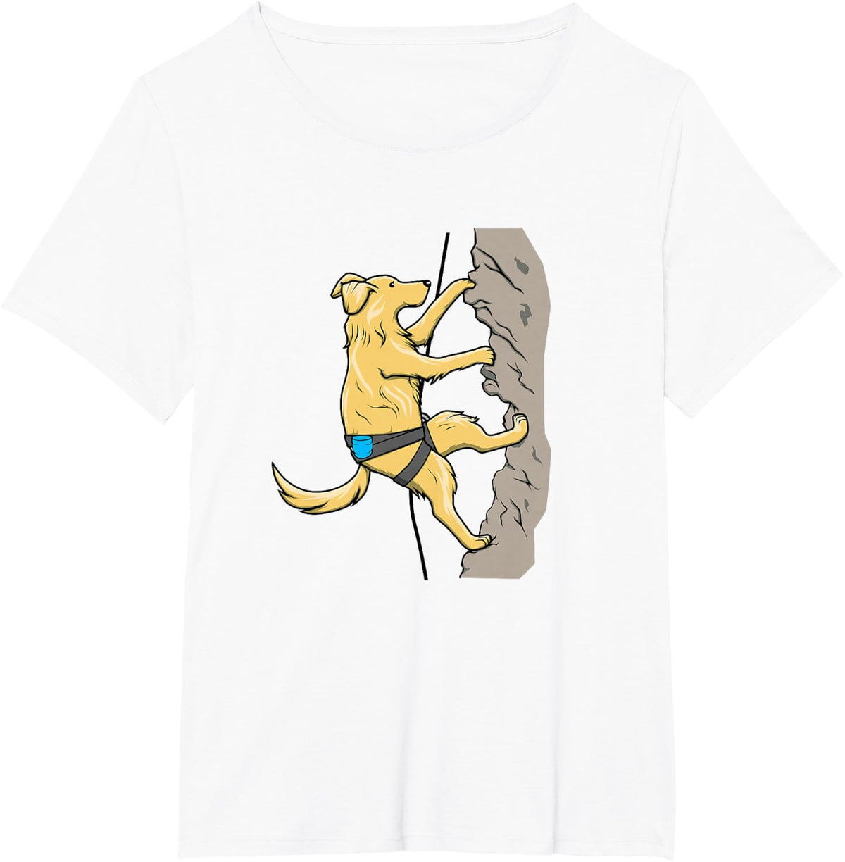 Adventurous Dog Rock Climbing Graphic | Outdoor Boulder T-Shirt - White