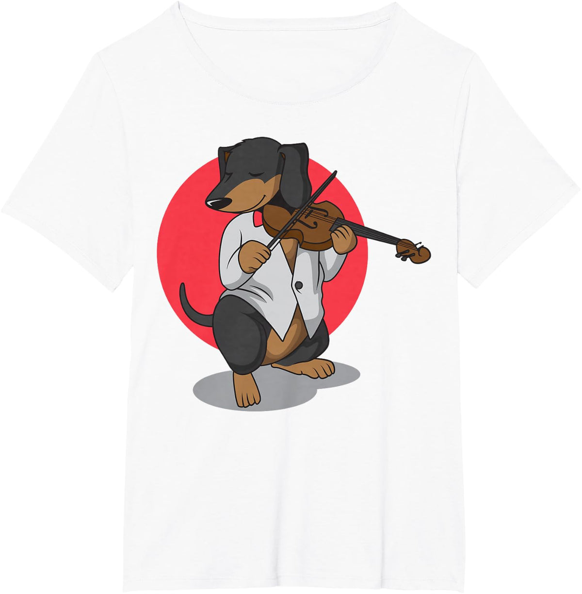 Dachshund Wiener Dog Playing Violin Cute Funny Violinist T-Shirt - White