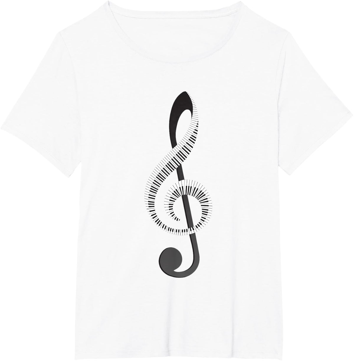 Funny Piano Gift For Men Women Cool Treble Clef Musical Note T-Shirt - White