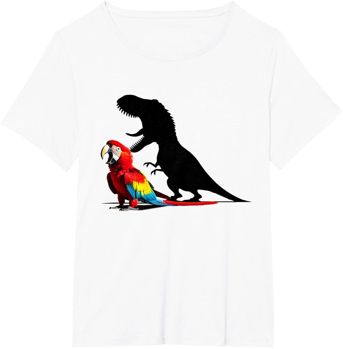 Funny Screaming Scarlet Macaw Parrot T-Rex Dinosaur Meme T-Shirt - White