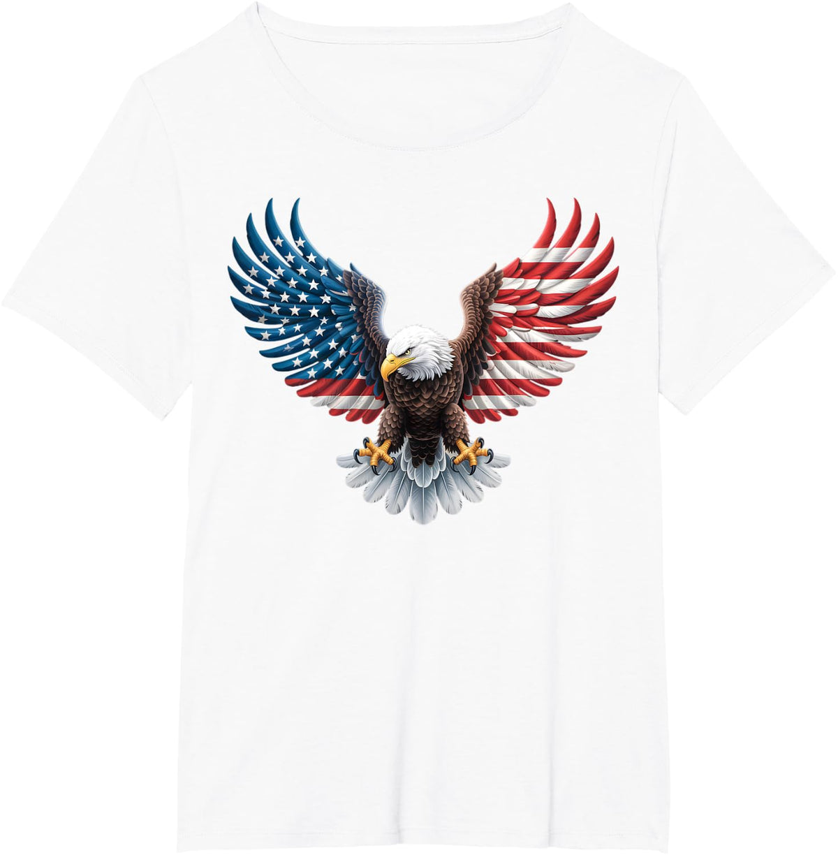 American Flag Bald Eagle Patriotic Pride Tees 4th of July T Shirts USA - White