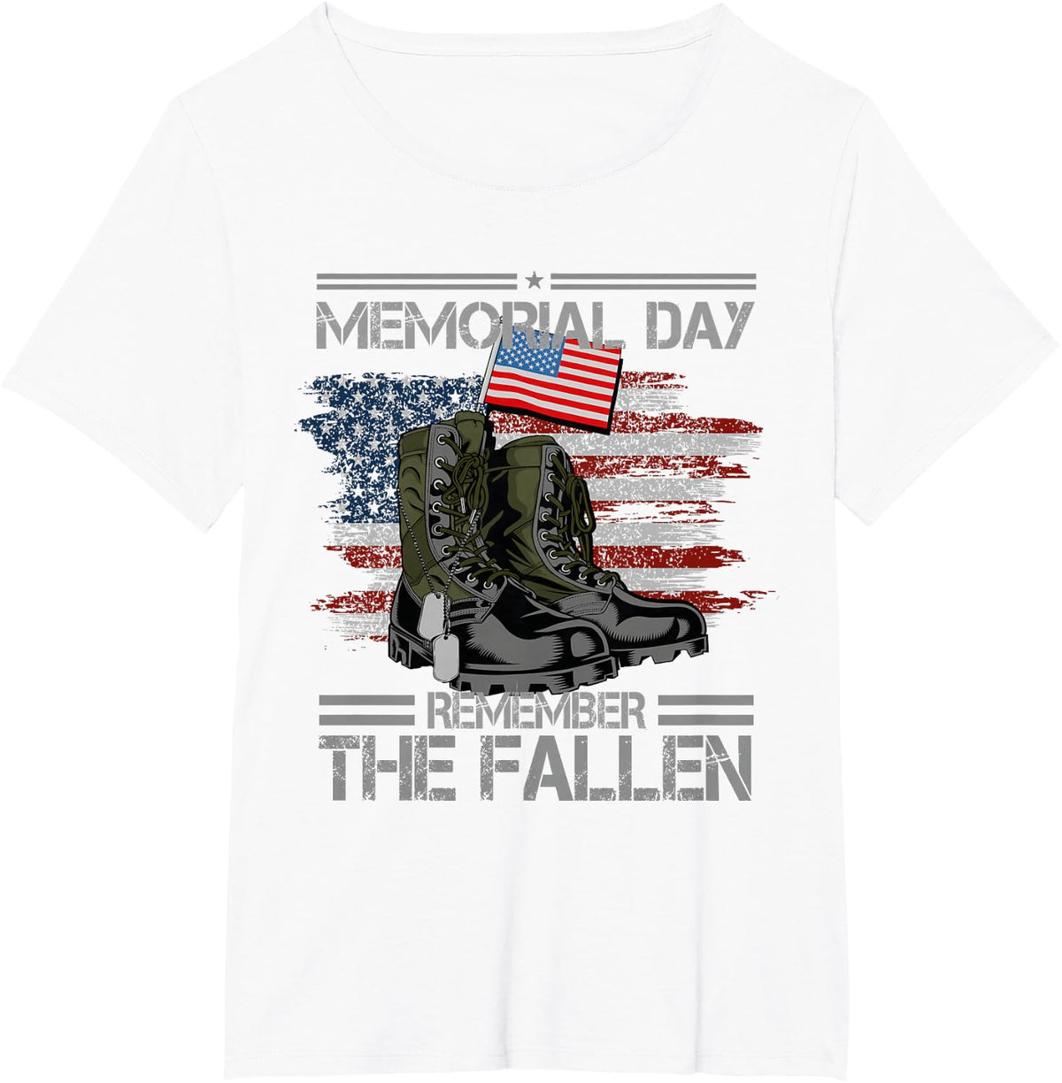 Memorial Day Remember The Fallen Veteran 4th of July Vintage T-Shirt - White