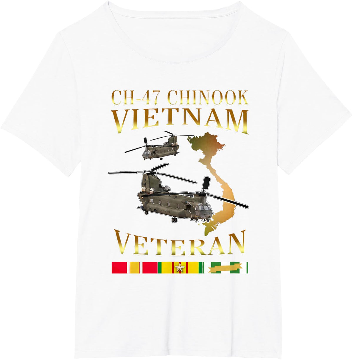 CH-47 chinook Vietnam Veteran Gift For Father Veteran T-Shirt - White