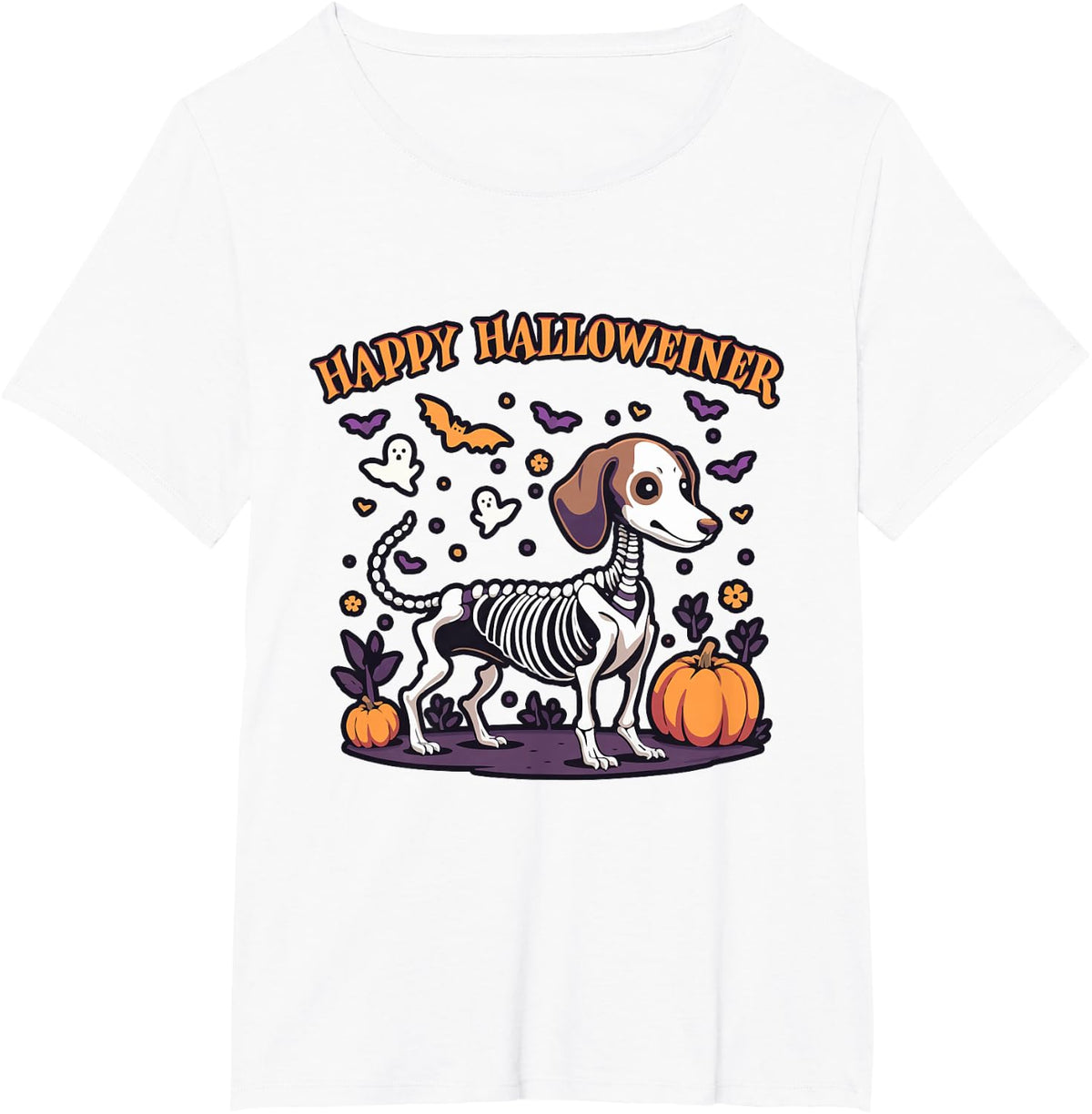 Happy Dachshund Halloween, Happy Halloweiner Dogs Lover T-Shirt - White
