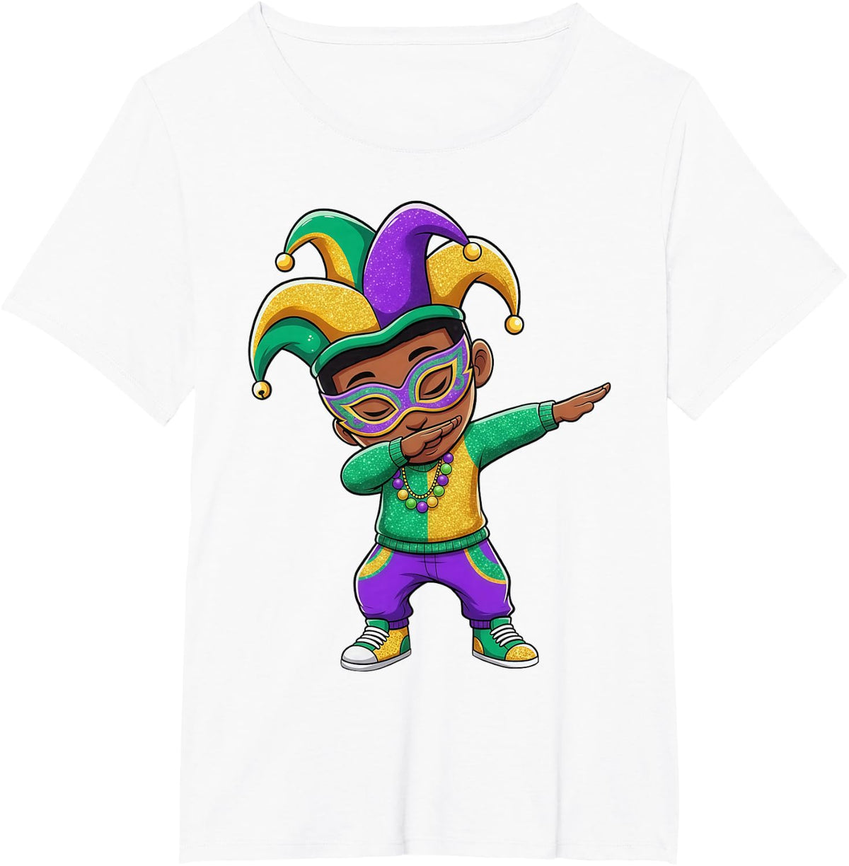 Dabbing Boy Mardi Gras Carnival Mardi Gras 2026 T-Shirt - White