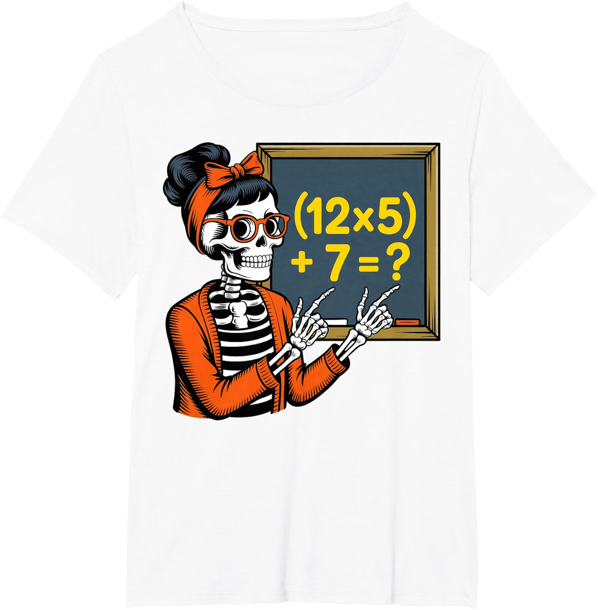 67 Teacher Halloween Skeleton Six Seven Meme Brainrot Math T-Shirt - White