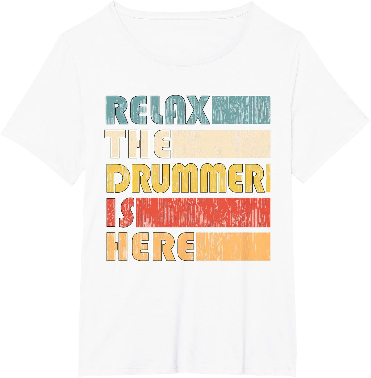 Vintage Drumset Instrument Gifts Relax The Drummer Is Here for Drumset Musician Unisex Adult Black Short Sleeve T-Shirt