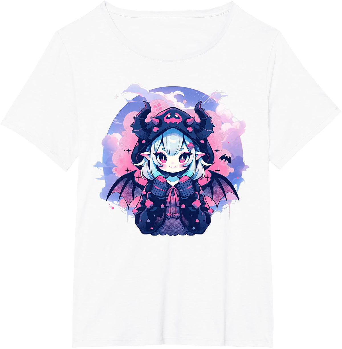 Anime Demon Girl Kawaii Succubus Pastel Goth Cute Witchcraft T-Shirt - White
