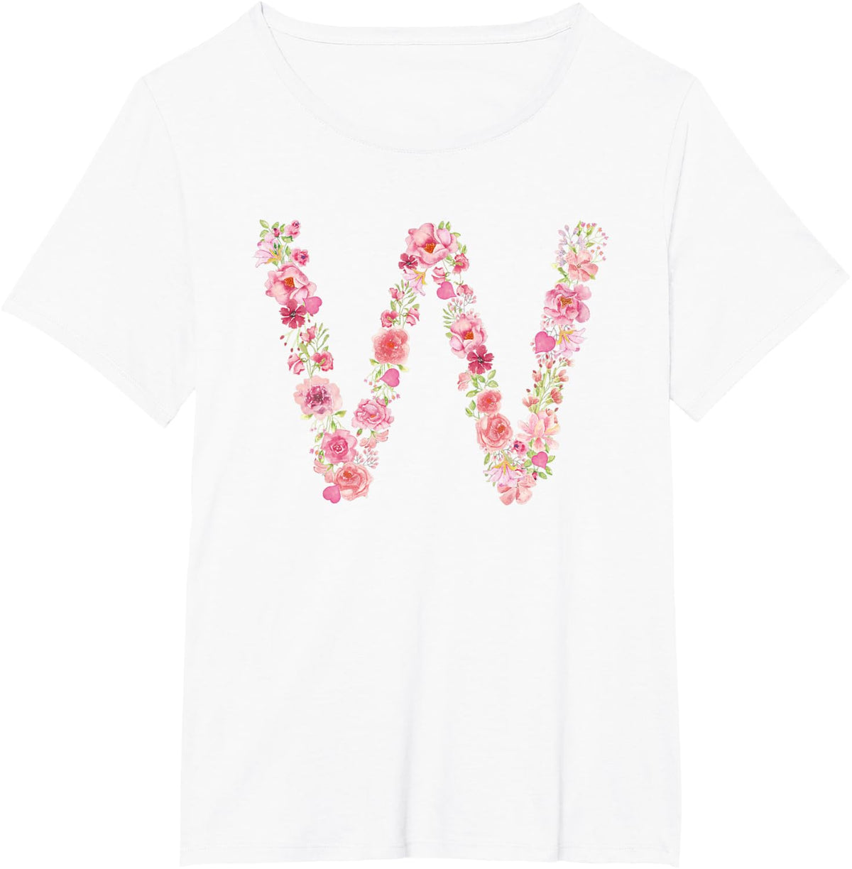 Cool Initial Alphabet Monogram Flowers Gifts Floral Letter W T-Shirt - White