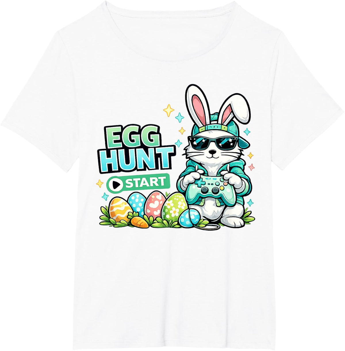 Happy Easter Day Egg Hunt Gamer Video Game Kids Men Boys T-Shirt - White