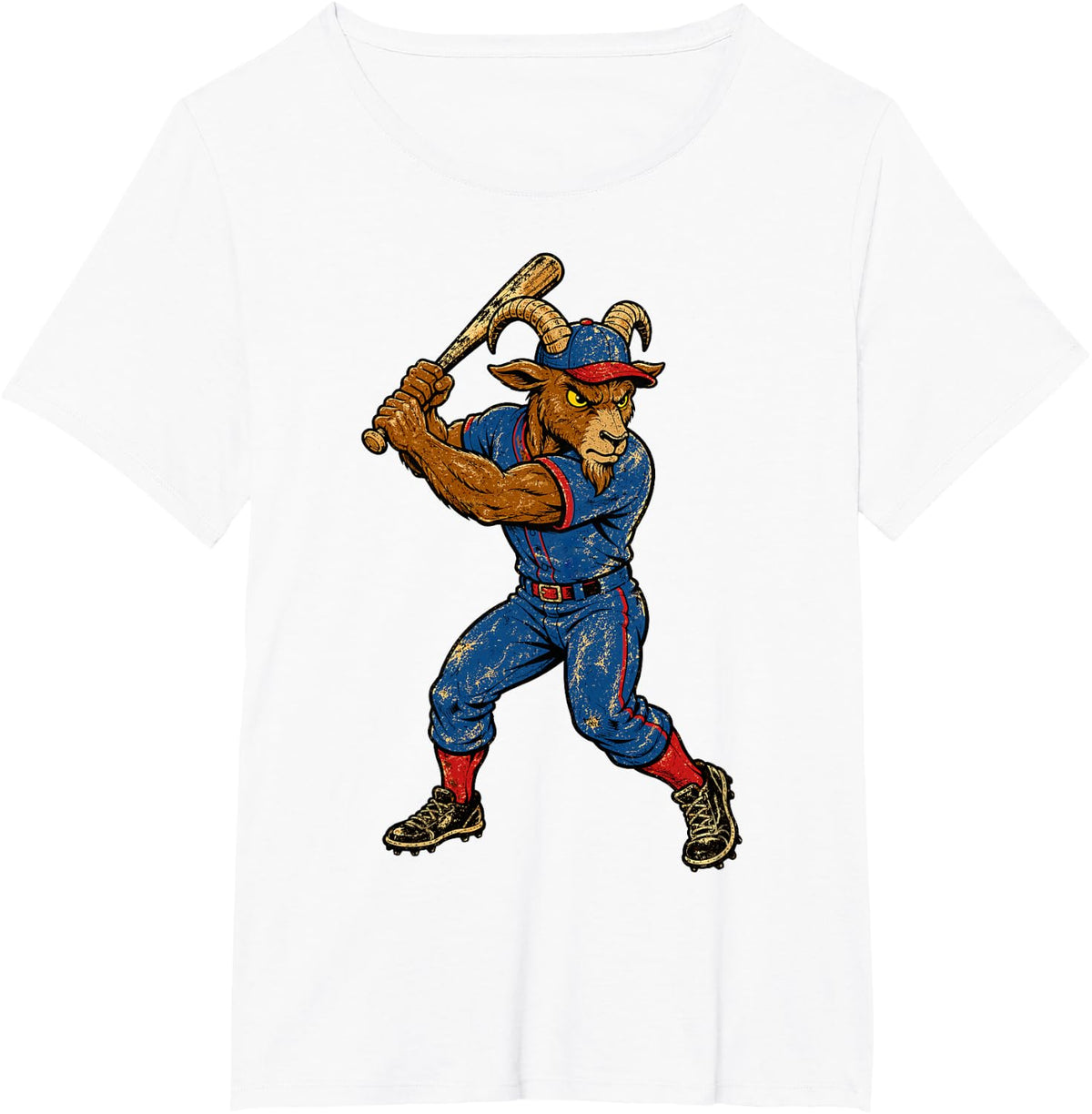 Baseball Goat Mascot Funny Player Fan Sport Lover Trophy T-Shirt - White