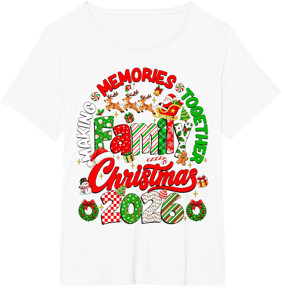 Family Christmas 2026 Christmas Crew Xmas Pajamas Matching T-Shirt - White