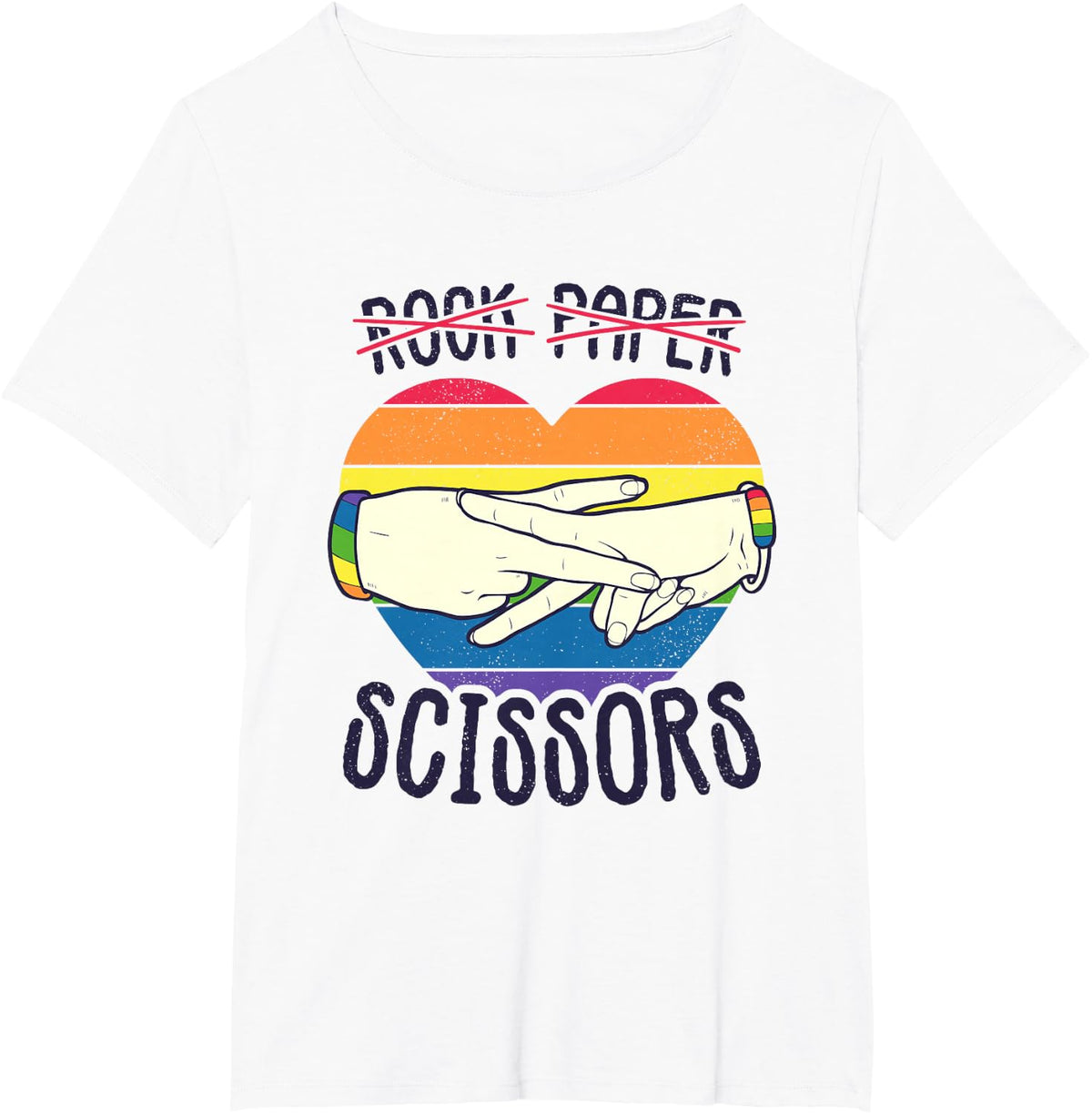 Funny Lesbian Pride Flag Rock Paper Scissors Lesbian Pride T-Shirt - White