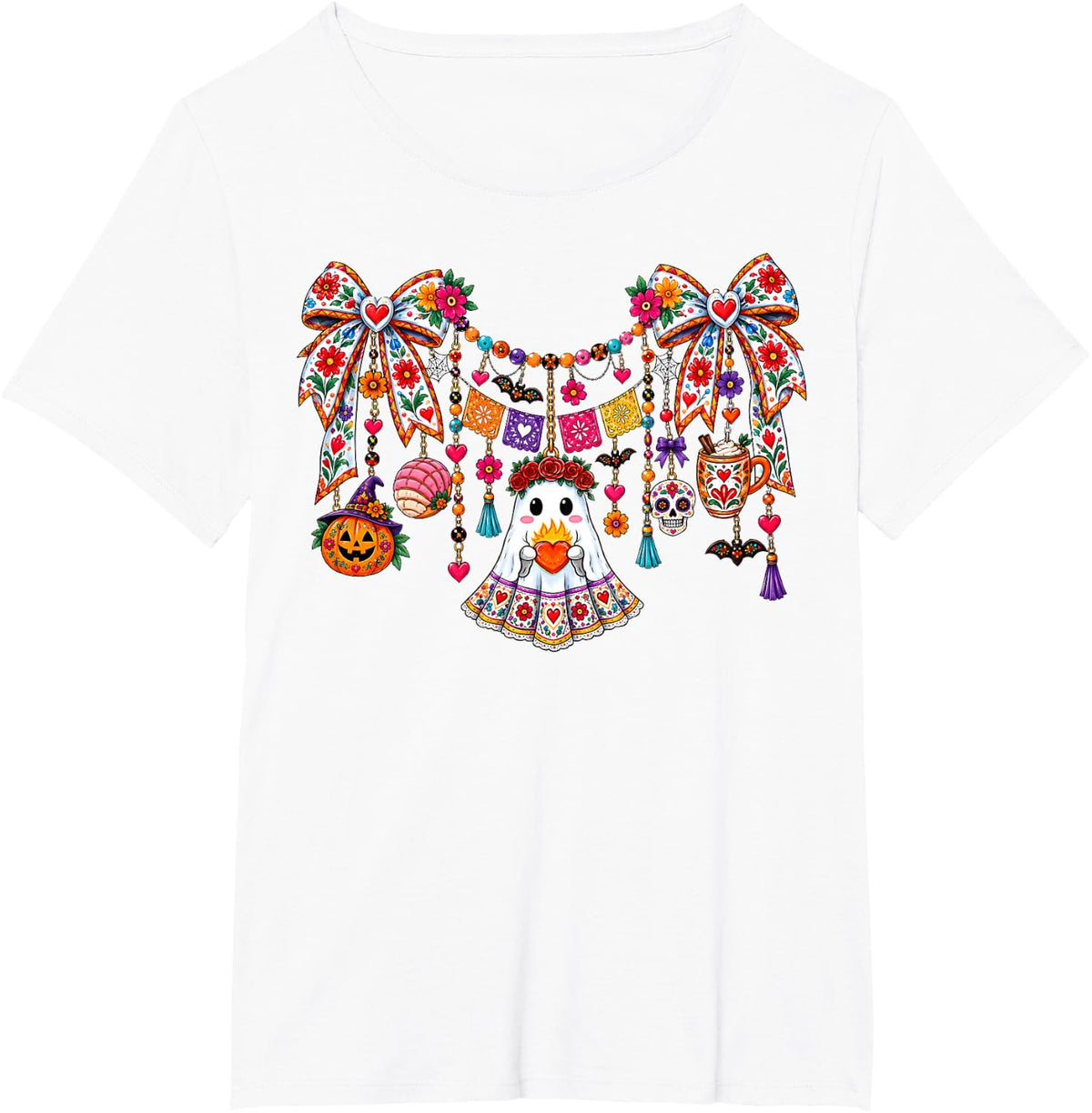 Cute Conchas and Cucuys Ghost Funny Mexican Halloween Ghost T-Shirt - White