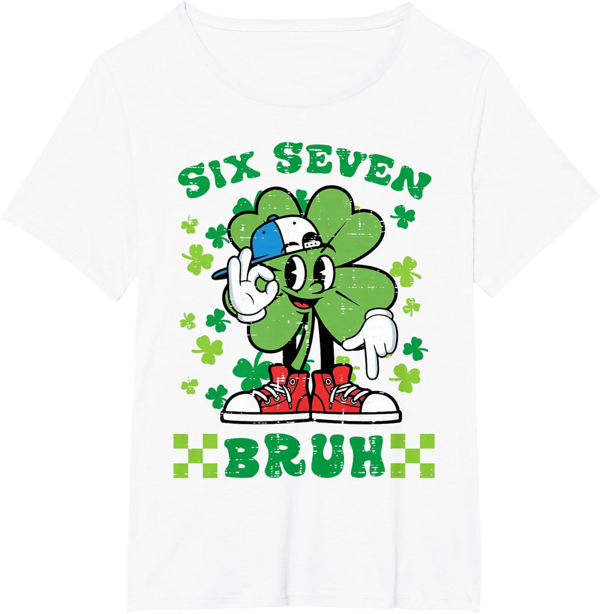 St Patricks Day Six Seven Bruh 6 7 Meme Boys Kids Youth T-Shirt - White