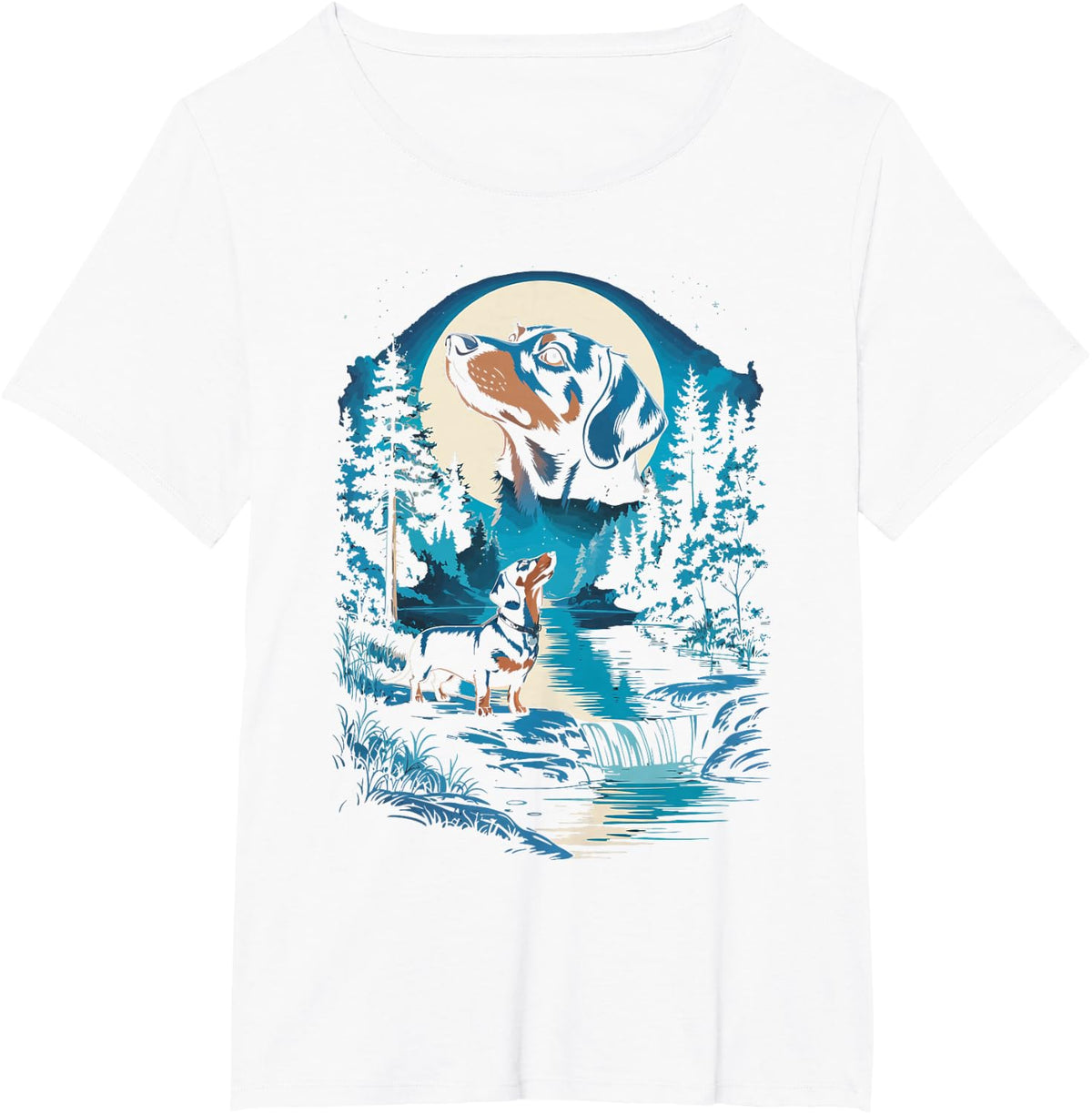 Dachshund Howling Moon T-Shirt - White