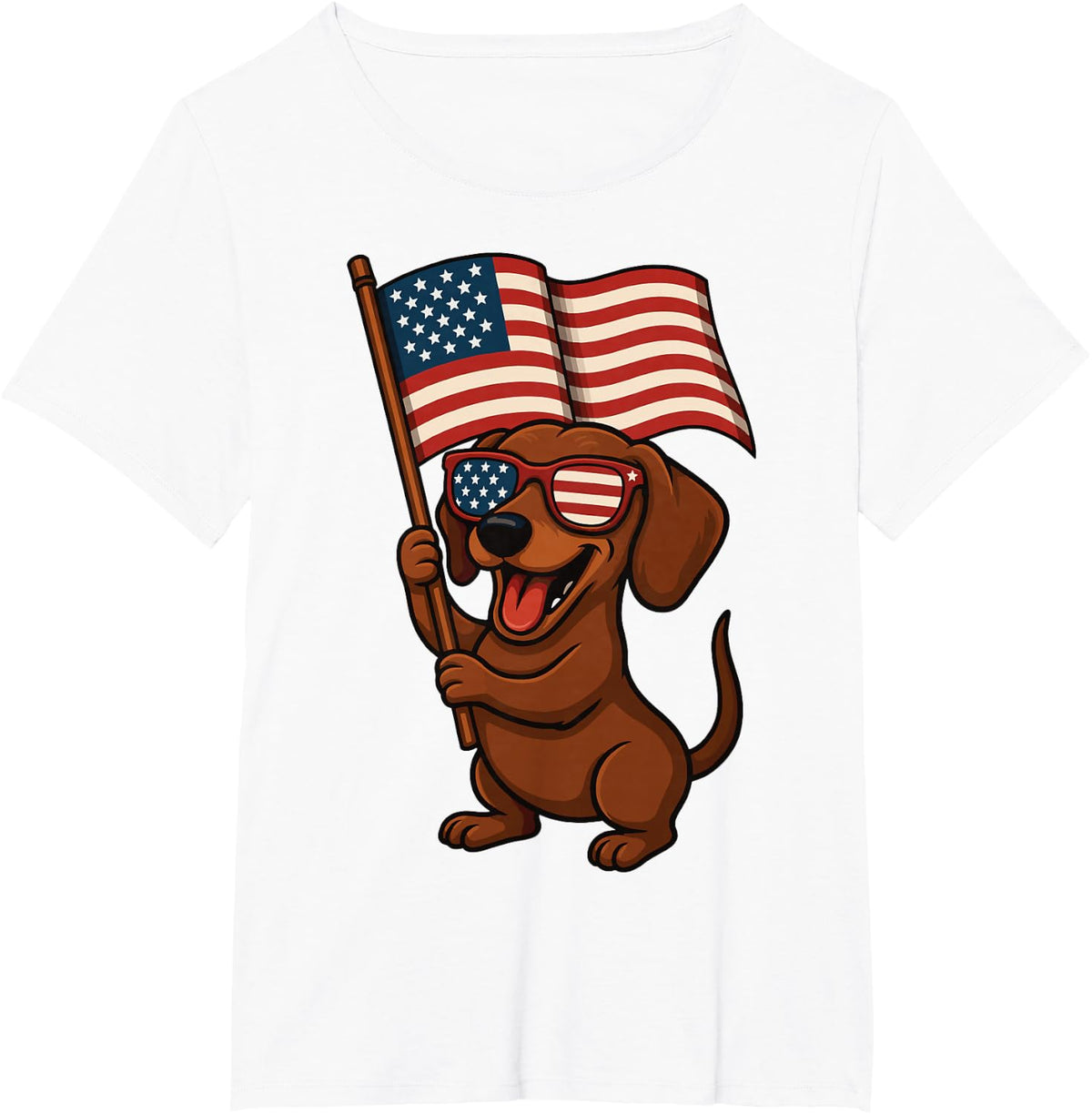 Dachshund USA Flag 4th Of July T-Shirt - White