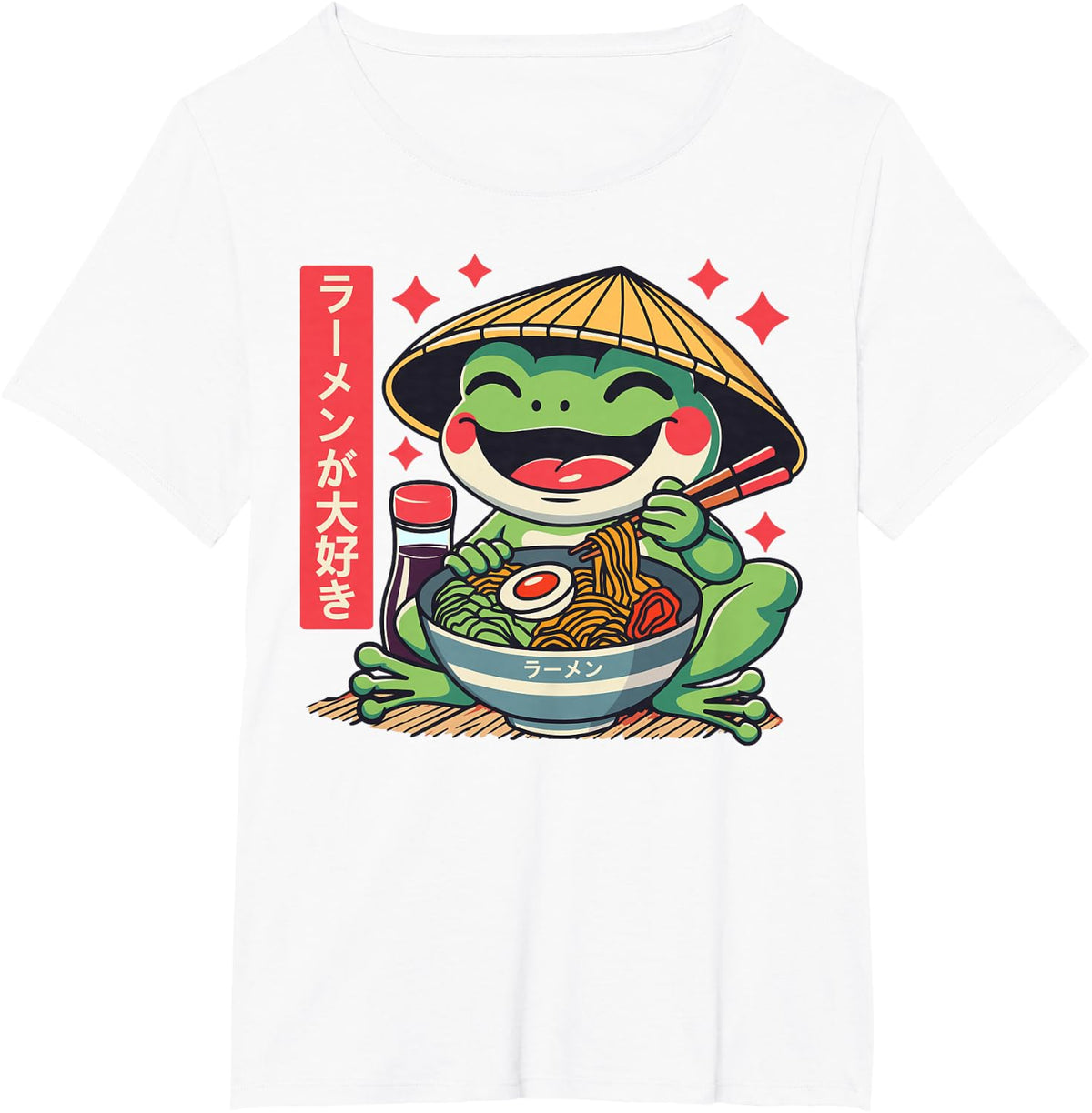 Frog Eating Ramen Kawaii Otaku Japanese Noodles Anime Lovers T-Shirt - White