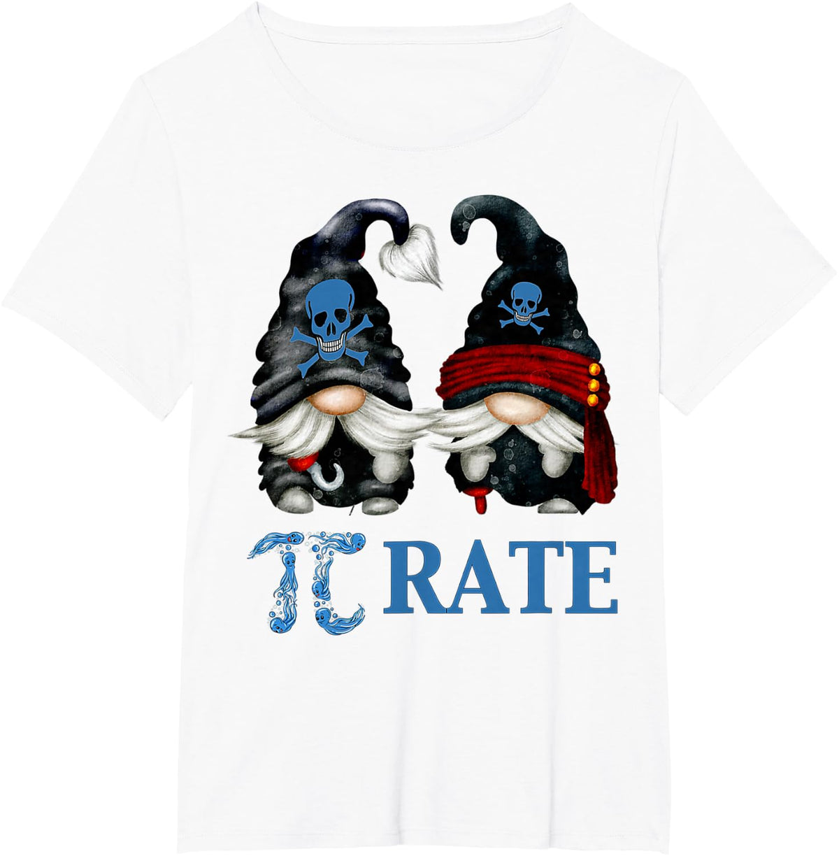 Funny Pirate Gnome Octopus Pi Day Symbol For Math Teacher T-Shirt - White