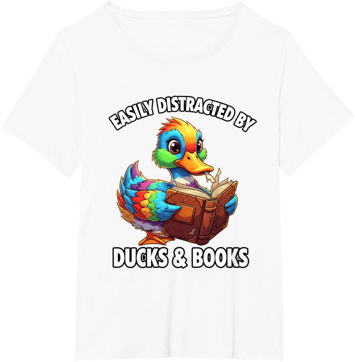 Funny Cool Vintage Easily Distracted By Ducks & Books Lover T-Shirt - White