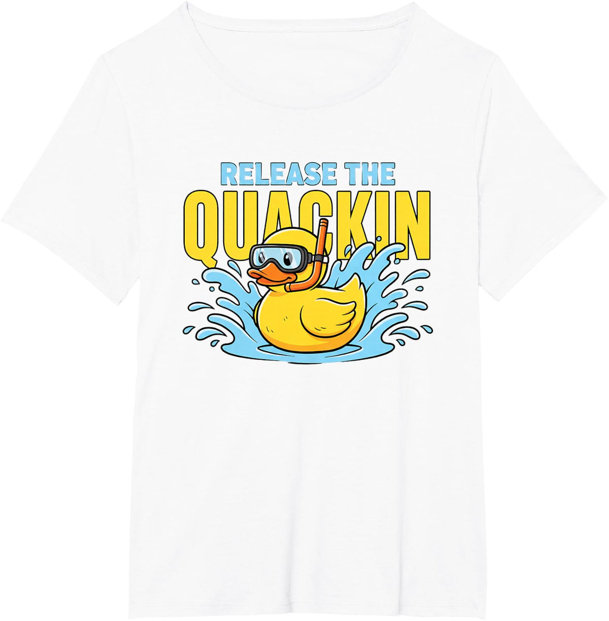 Release The Quackin Duck Funny Farm Animal Snorkel Cartoon T-Shirt - White
