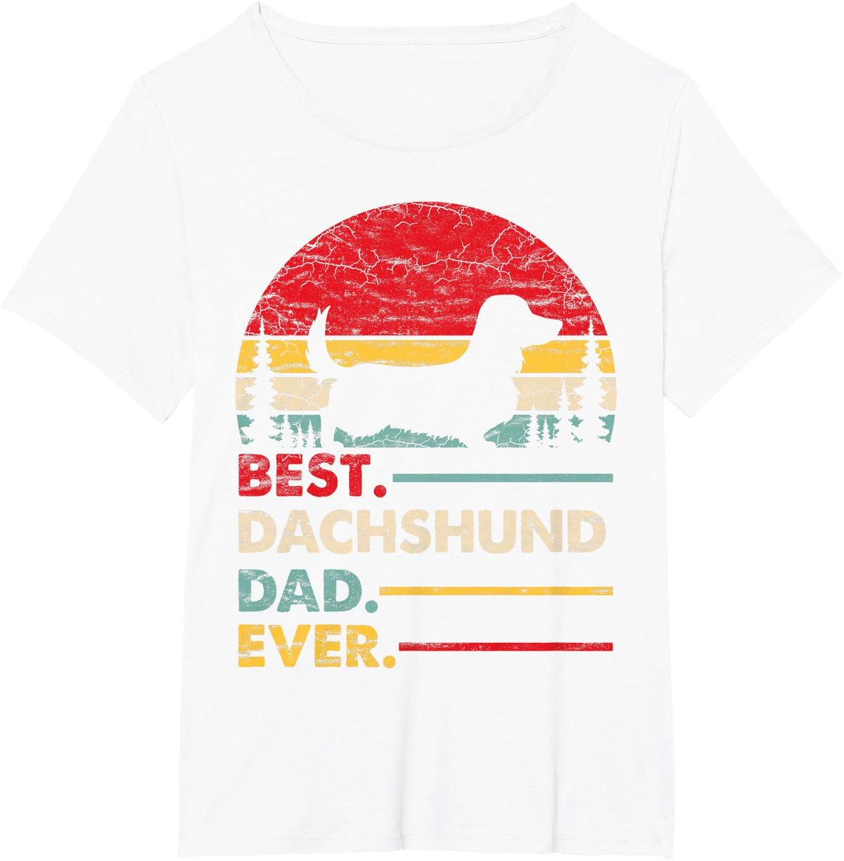 Dachshund Long Haired Best Dad Ever Gift Dog Vintage Retro T-Shirt - White