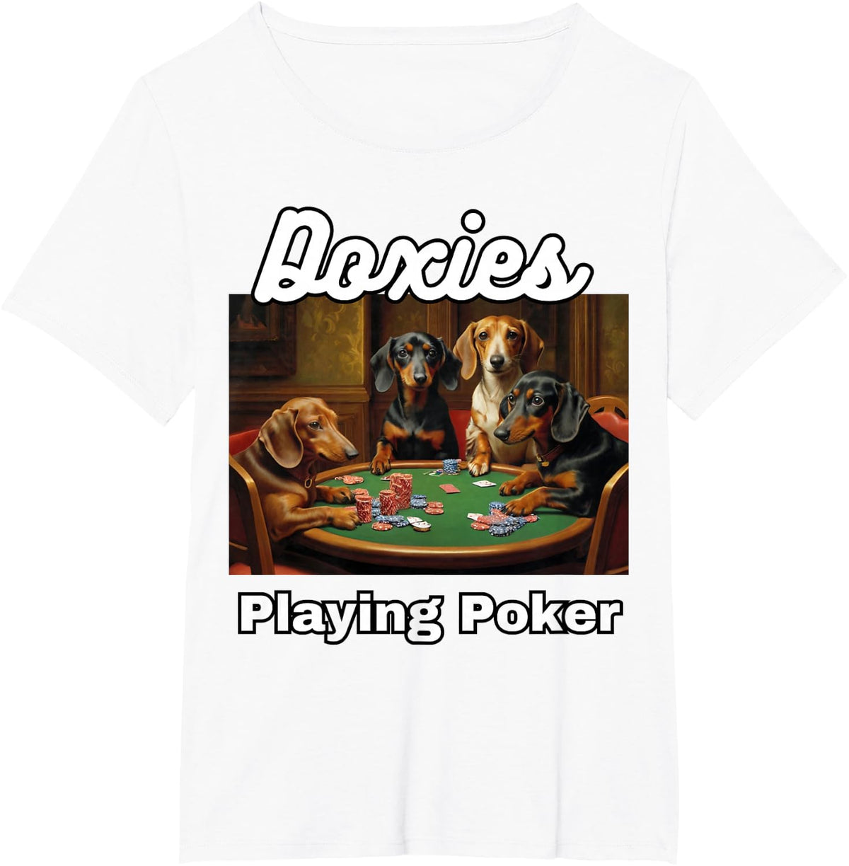 Dogs Playing Poker Doxies Dog Dachshund Dachshunds T-Shirt - White