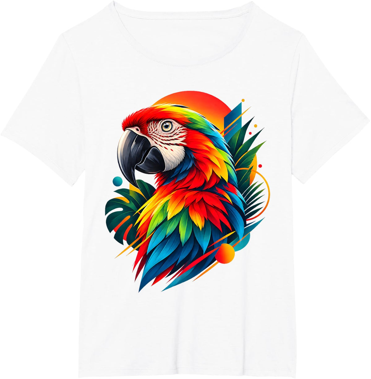 Colorful Parrot Lover Macaw Bird Abstract T-Shirt - White