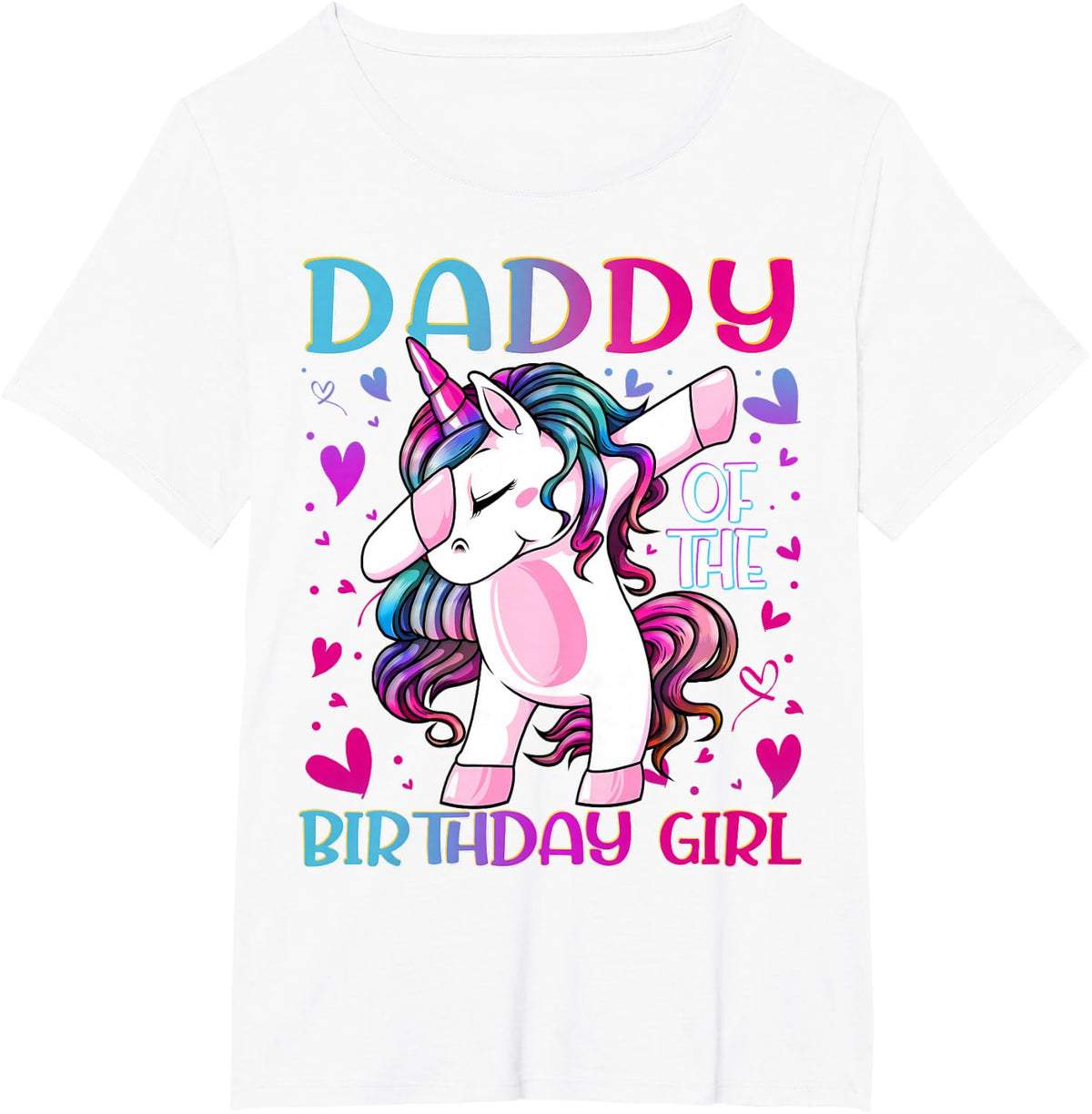 Daddy of The Birthday Girl Dabbing Unicorn Dad Daddy Gifts T-Shirt Small - White