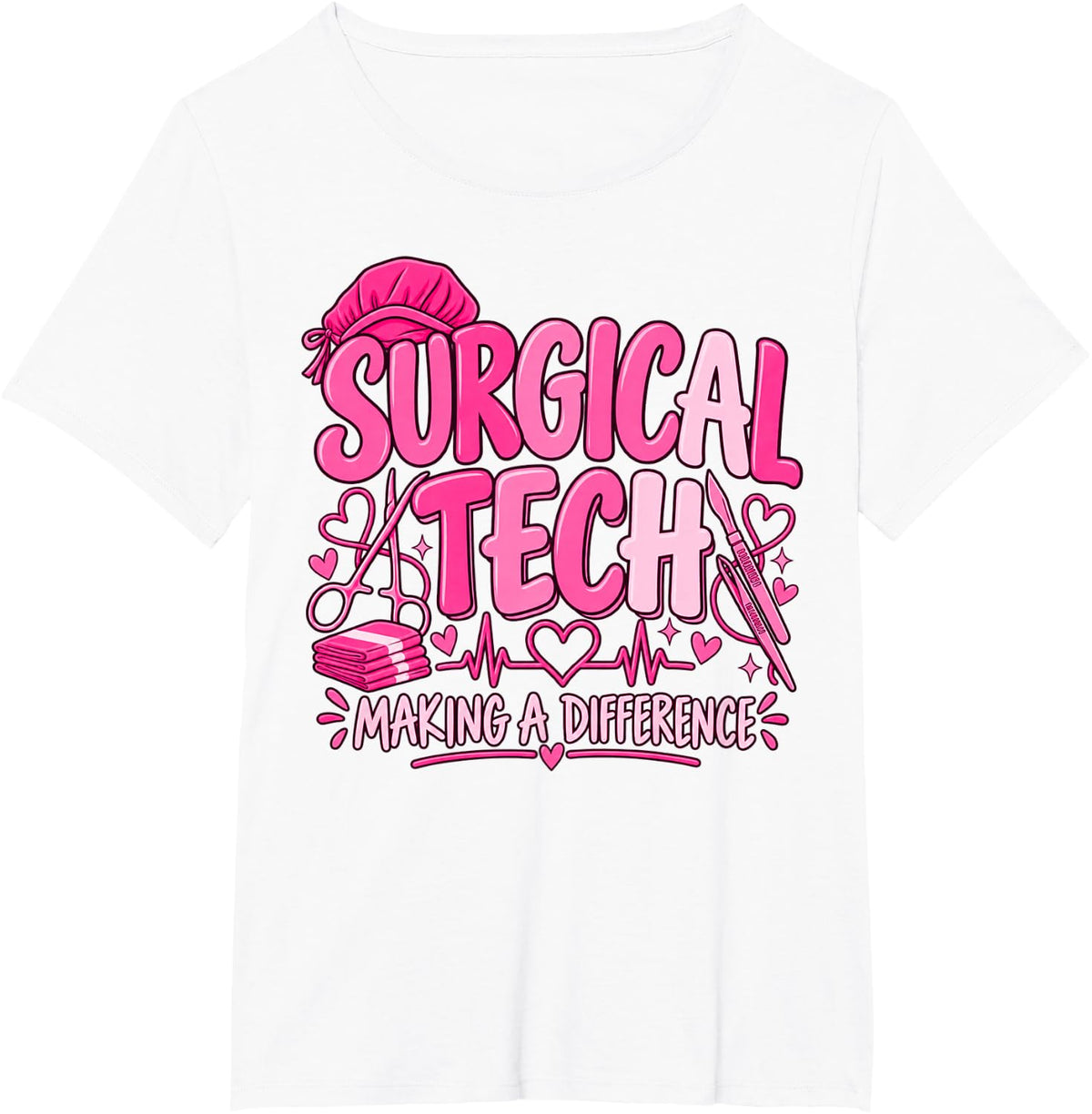 Surgical Tech Week Scrub Tech Breast Cancer Surgery OR Team T-Shirt - White