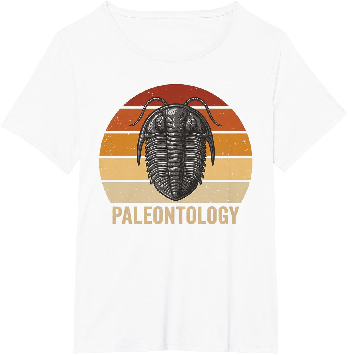 Dinosaur Fossil Paleontology Trilobite Retro Sunset Graphic T-Shirt - White