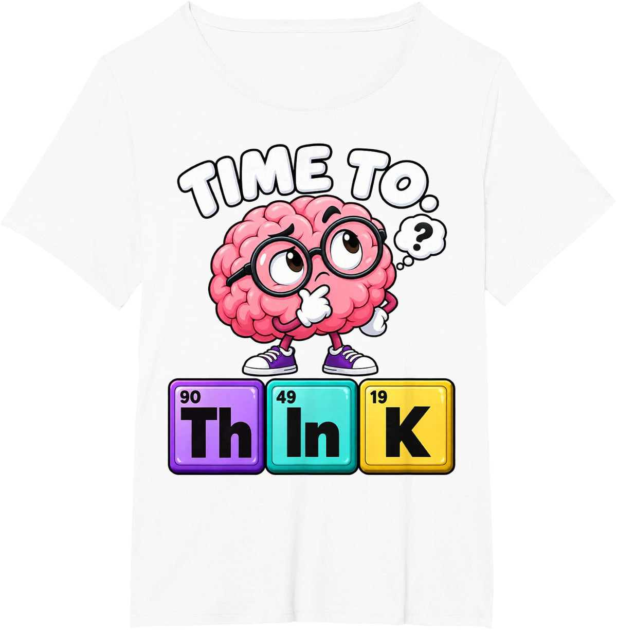 Thinking Brain Chemistry Element Science Wordplay T-Shirt - White