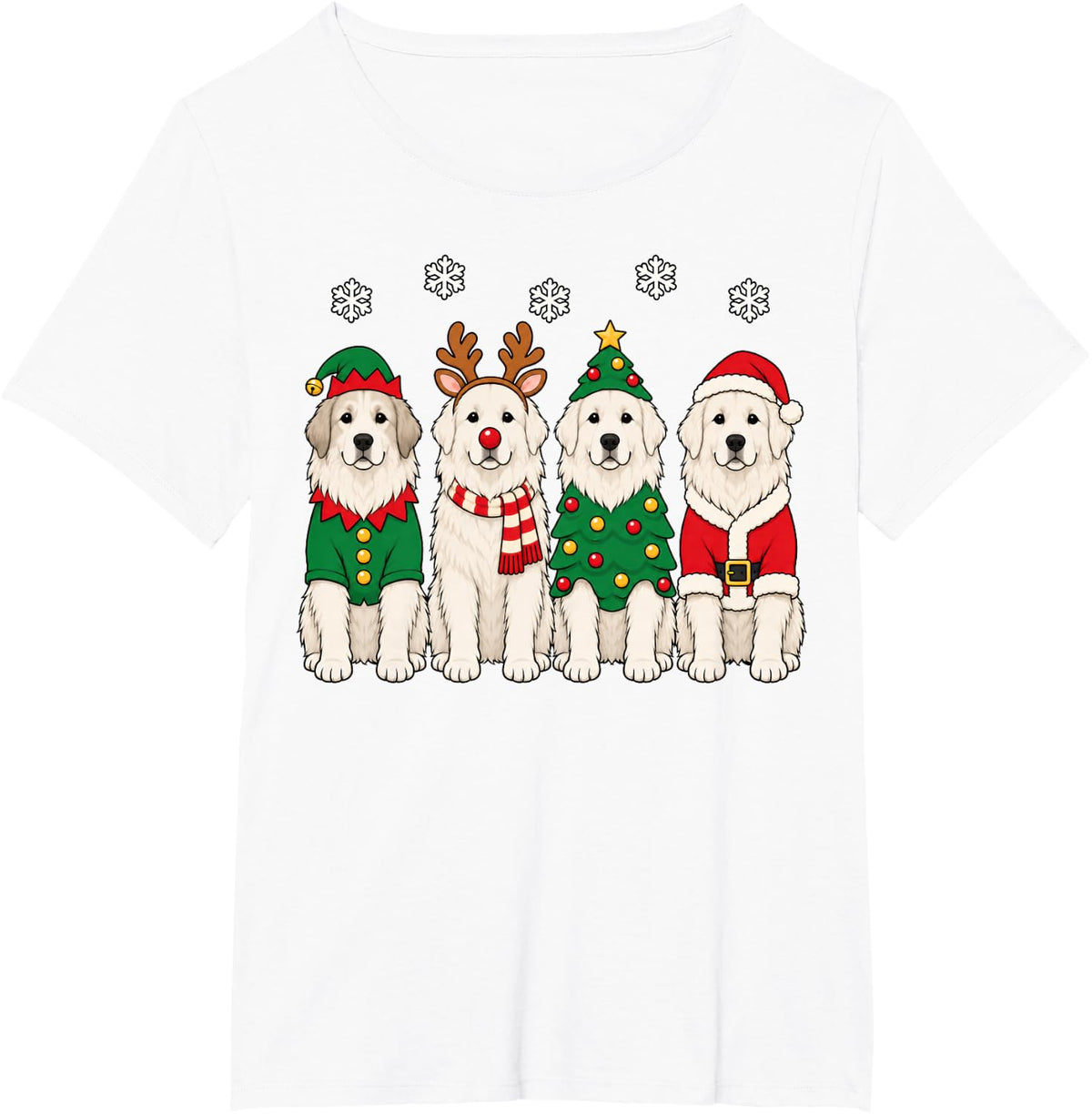 Great Pyrenees Christmas Reindeer Santa Dog Lover T-Shirt - White