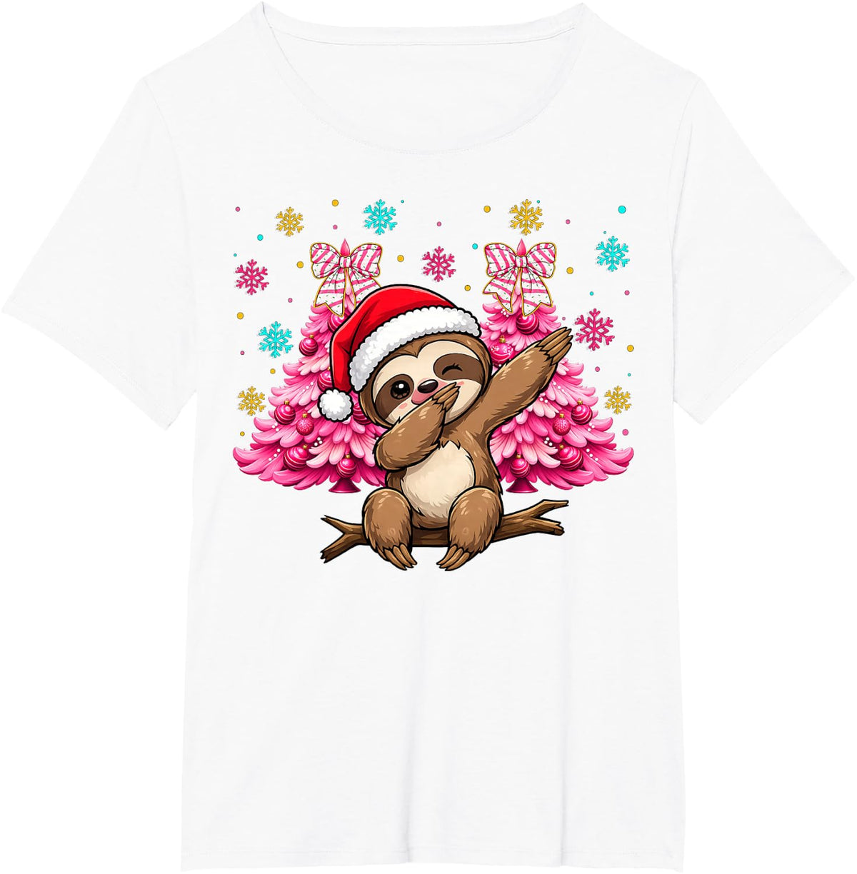Matching Christmas Sloth Lovers Kids Boys Girls Xmas Party T-Shirt - White