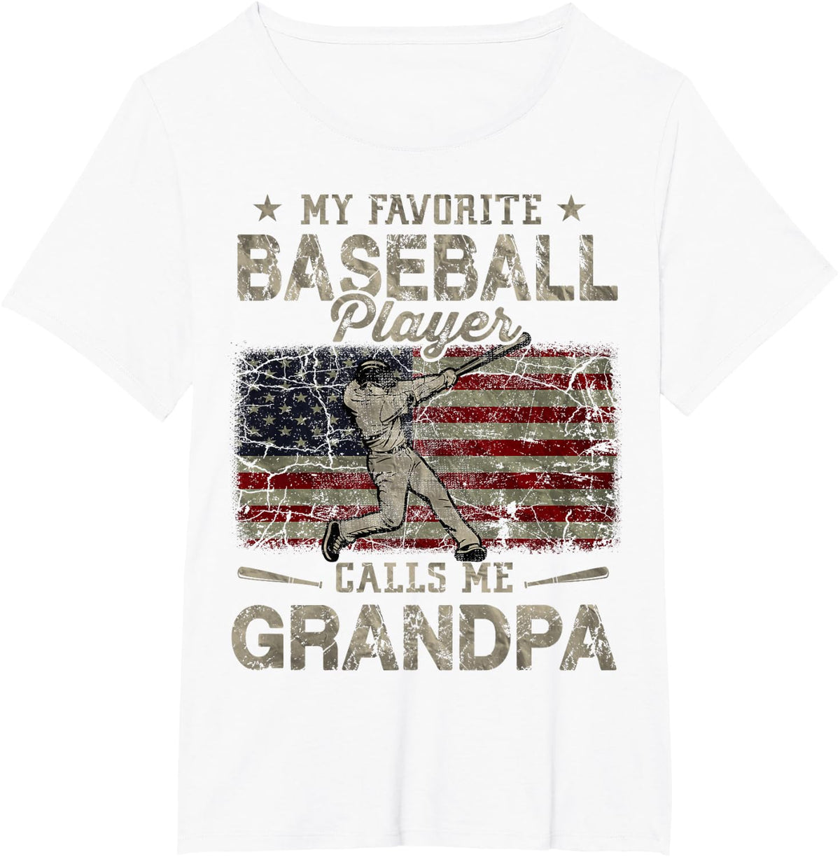 My Favorite Baseball Player Calls Me Grandpa Father's Day T-Shirt - White